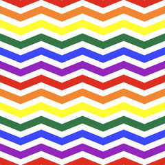 Wall Mural - Rainbow seamless zigzag pattern, vector illustration. Chevron zigzag pattern with colorful lines. Lgbt rainbow geometric background