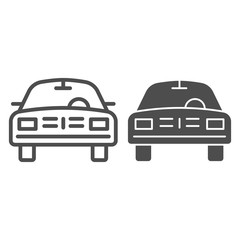 Poster - Car line and solid icon, transport symbol, passenger automobile vector sign on white background, auto icon in outline style for mobile concept and web design. Vector graphics.