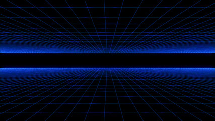 Poster - Technology Futuristic Digital Grid Polygonal Wireframe Abstract Illustration. Narrow Perspective Space For Infographic on Black Background.