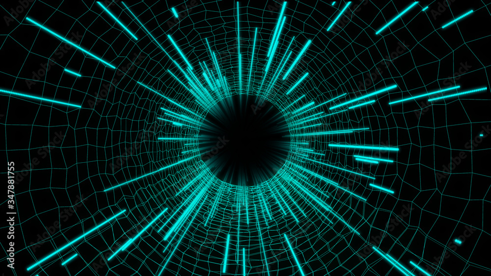Abstract Technology Wireframe Sci fi Tunnel Illustration. Futuristic ...
