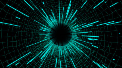 Aufkleber - abstract technology wireframe sci fi tunnel illustration. futuristic wormhole digital space texture 