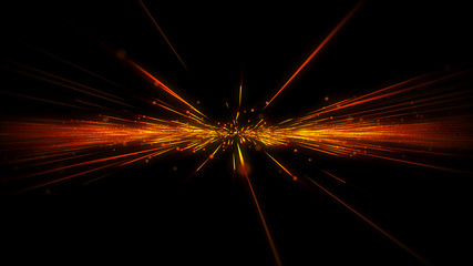 Fototapete - Twisted Glowing Strip Line Fiber Trails Explosion Element Illustration. Particle Wave Turbulence High Energy Effect Texture Background.