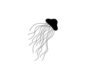 Wall Mural - Black silhouette of a jellyfish, simple vector illustration