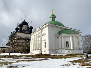 Wall Mural - Holy Trinity Church and cathedral Christ Resurrection at the Goritsy Monastery of Resurrection Vologda region in winter, Russia