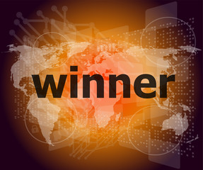 Poster - winner, green digital background, global internet concept
