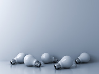 Fototapete - Blank 3d background with white bulbs on the ground 3D rendering