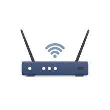Modem Router Device. Wireless Internet. Flat Vector Illustration. Isolated On White Background