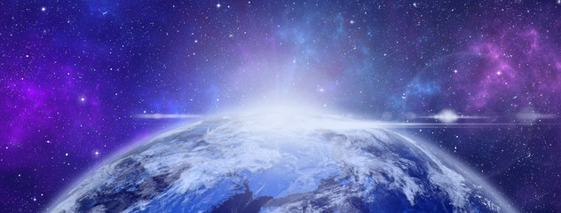 Wall Mural - planet earth with appearing sunlight. elements of this image furnished by nasa. 3d rendering.