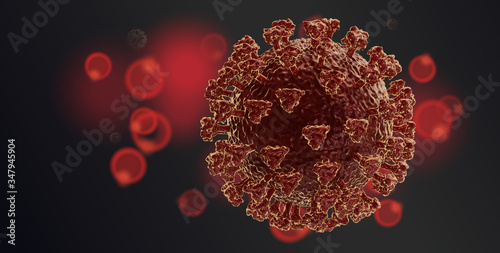 Fotomural concept of Coronavirus 3d-illustration covid-19 virus cell symbolic design