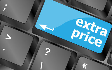 Poster - extra price word key or keyboard, discount concept