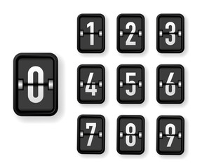 Wall Mural - mechanical number black scoreboard set isolated on white background. vector.
