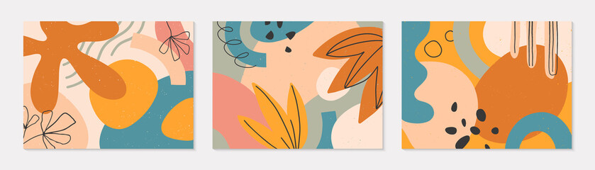 Wall Mural - bundle of modern vector collages with hand drawn organic shapes,textures and graphic elements.trendy