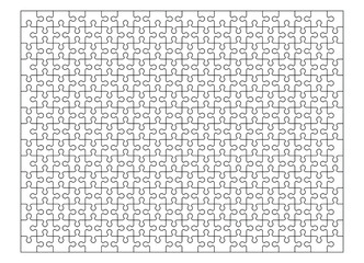 Fototapete - Set of three hundred puzzle pieces. Puzzle with different types of details and the ability to move each part. Black and white vector illustration isolated on white background.