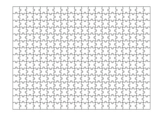 Fototapete - Set of three hundred puzzle pieces. Puzzle with different types of details and the ability to move each part. Black and white vector illustration isolated on white background.