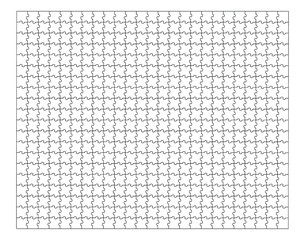 Fototapete - Set of five hundred puzzle jigsaw pieces. Puzzle with different types of details and the ability to move each part. Black and white vector illustration isolated on white background.