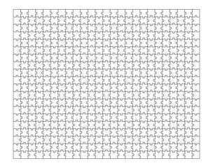 Fototapete - Set of five hundred puzzle pieces. Puzzle with different types of details and the ability to move each part. Black and white vector illustration isolated on white background.
