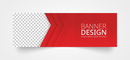 Wall Mural - Red banner design with place for your photo.