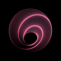 Poster - Twisted pink abstract wireframe tunnel. Vector colored spiral.