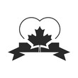 canada day, heart maple leaf ribbon decoration silhouette style icon