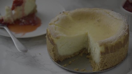 Sticker - new york style cheesecake on marble background