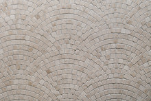 Beige Mosaic Tile Texture On The Bathroom Wall