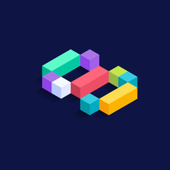 Wall Mural - Letter S Isometric colorful cubes 3d design, three-dimensional letter vector illustration isolated