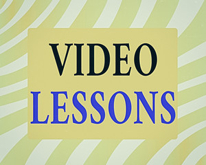 Poster - Word writing text Video Lessons. Business photo showcasing Online Education material for a topic Viewing and learning Horizontal Rectangular Shape with Bended Corner Blank Four sides Figure