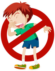 Poster - Coronavirus theme with boy coughing and stop sign