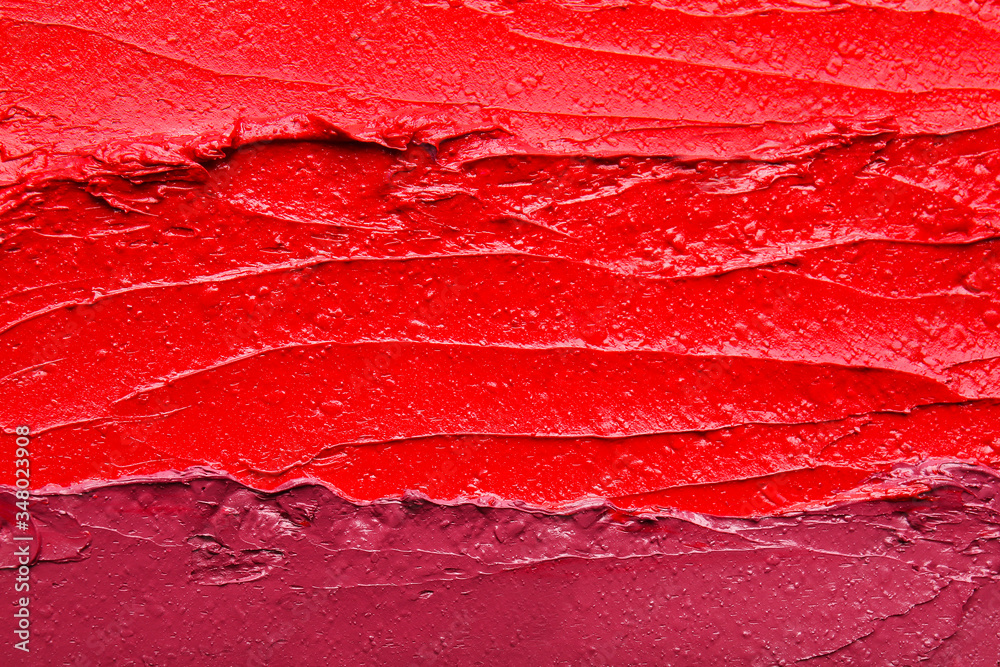 Samples of bright lipsticks, closeup