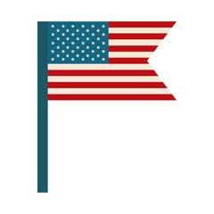 happy independence day, american flag in pole national symbol flat style icon