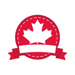 Sticker - canada day, maple leaf canadian flag color sticker design flat style icon