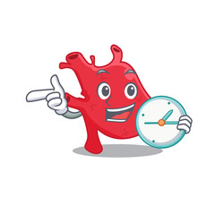 Wall Mural - Heart mascot design concept smiling with clock