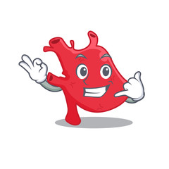 Sticker - Cartoon design of heart with call me funny gesture