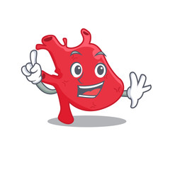 Poster - Heart mascot character design with one finger gesture