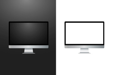Aufkleber - computer monitor isolated two pieces. monitors of a leading company on a black and white background.