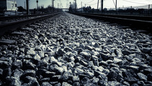 Gravel By Railroad Tracks