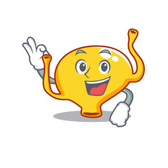 Poster - Bladder mascot design style with an Okay gesture finger