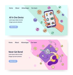 Fototapete - Smartphone vector website landing page template set
