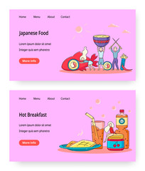 Fototapete - Food online vector website landing page template set