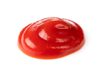 Ketchup hung on a white background