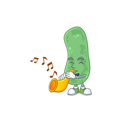 Sticker - A brilliant musician of enterobacteriaceae cartoon character playing a trumpet