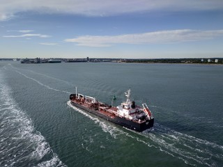 Southampton, UK - May 05, 2020: view on the cargo and cruise ship port buildings infrastructure from the cruise ship