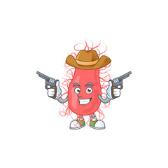 Sticker - A cowboy cartoon character of escherichia holding guns