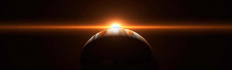 Wall Mural - sunrise over jupiter in space
