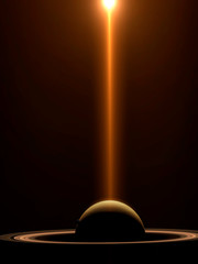 Wall Mural - saturn with bright rings in space