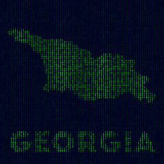Naklejka na meble Digital Georgia logo. Country symbol in hacker style. Binary code map of Georgia with country name. Superb vector illustration.