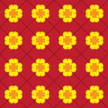 Seamless Pattern Of Four-leaf Clover On A Red Background. Vector Image