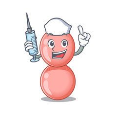 Canvas Print - A nice nurse of neisseria gonorrhoeae mascot design concept with a syringe