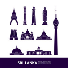 Sri Lanka Travel Destination Grand Vector Illustration. 