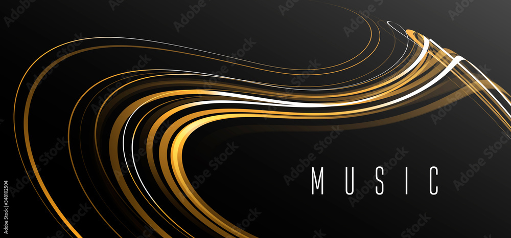 Abstract dynamic composition of lines in dynamic movement forming elegant shape, abstract music melody graphic, symphony poster - obrazy, fototapety, plakaty 
